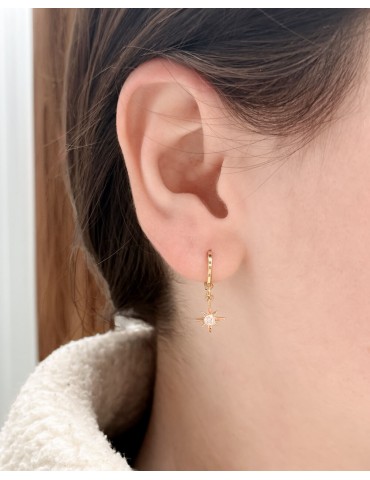 Mini Créoles avec Pendant Étoile en Plaqué Or Aloe Bijoux