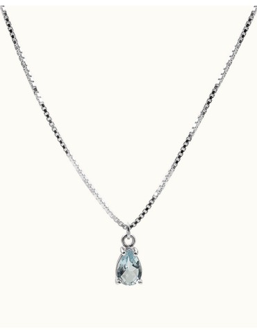 Collier goutte en argent avec aigue-marine Aloe Bijoux