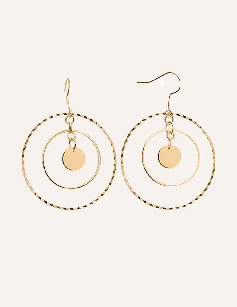 Boucles grands cercles en plaqué or ELODIE Aloe Bijoux