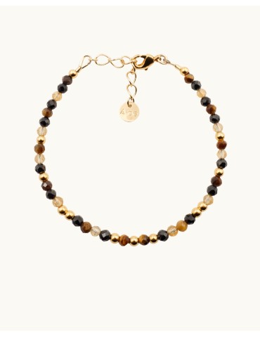 Bracelet en Plaqué Or avec Spinelle, Œil de Tigre et Citrine Aloe Bijoux