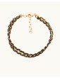 Bracelet Chaîne Plaqué Or et Cordon Tressé Noir Aloe Bijoux