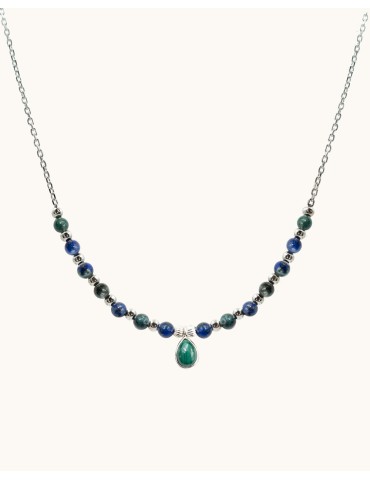 Collier Azurite et Malachite en Argent 925 Aloe Bijoux