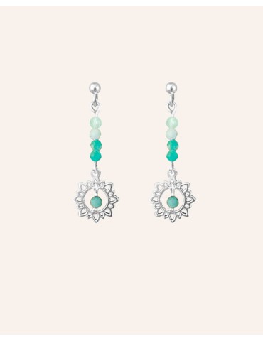 Boucles d'Oreilles en argent & amazonite Stella Aloe Bijoux