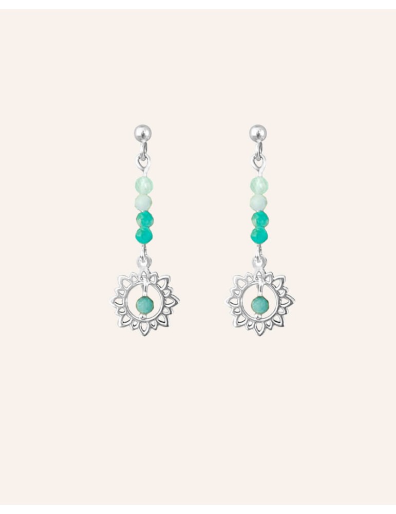 Boucles d'Oreilles en argent & amazonite Stella Aloe Bijoux