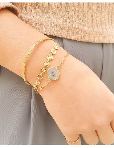 Bracelet quartz inclusion plaqué or Aloe Bijoux