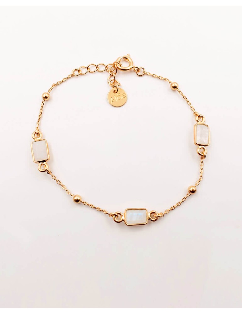 Bracelet pierre de lune plaqué or Aloe Bijoux