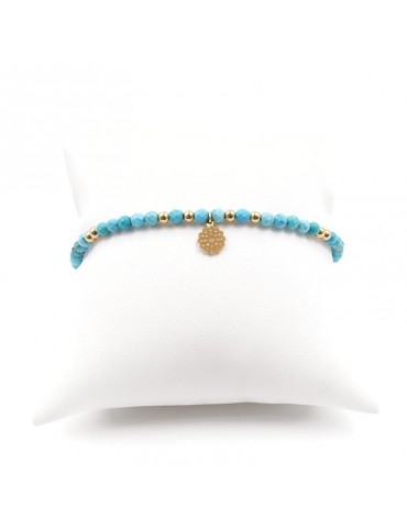 Bracelet Turquoise et fleur filigrane en plaqué or Aloe Bijoux